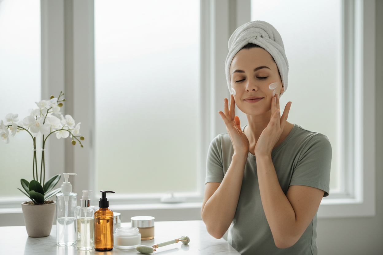 girl doing skincare